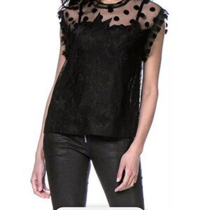 NWT ZADIG & VOLTAIRE Tetro Polka-Dot Stars Lace Top Size M was $348